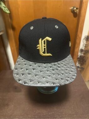 Crooks & Castles New Era Embroidered Letter C Snapback Hat with Ostrich Brim
